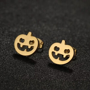 Halloween Stainless Steel Studs Lady Jewelry Gold Tone